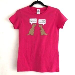 Dinosaur T-Shirt S Juniors Pink T-Rex Graphic Love Funny